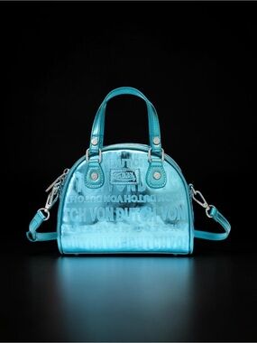 Von Dutch Metallic Teal Dome Satchel with Detachable Strap